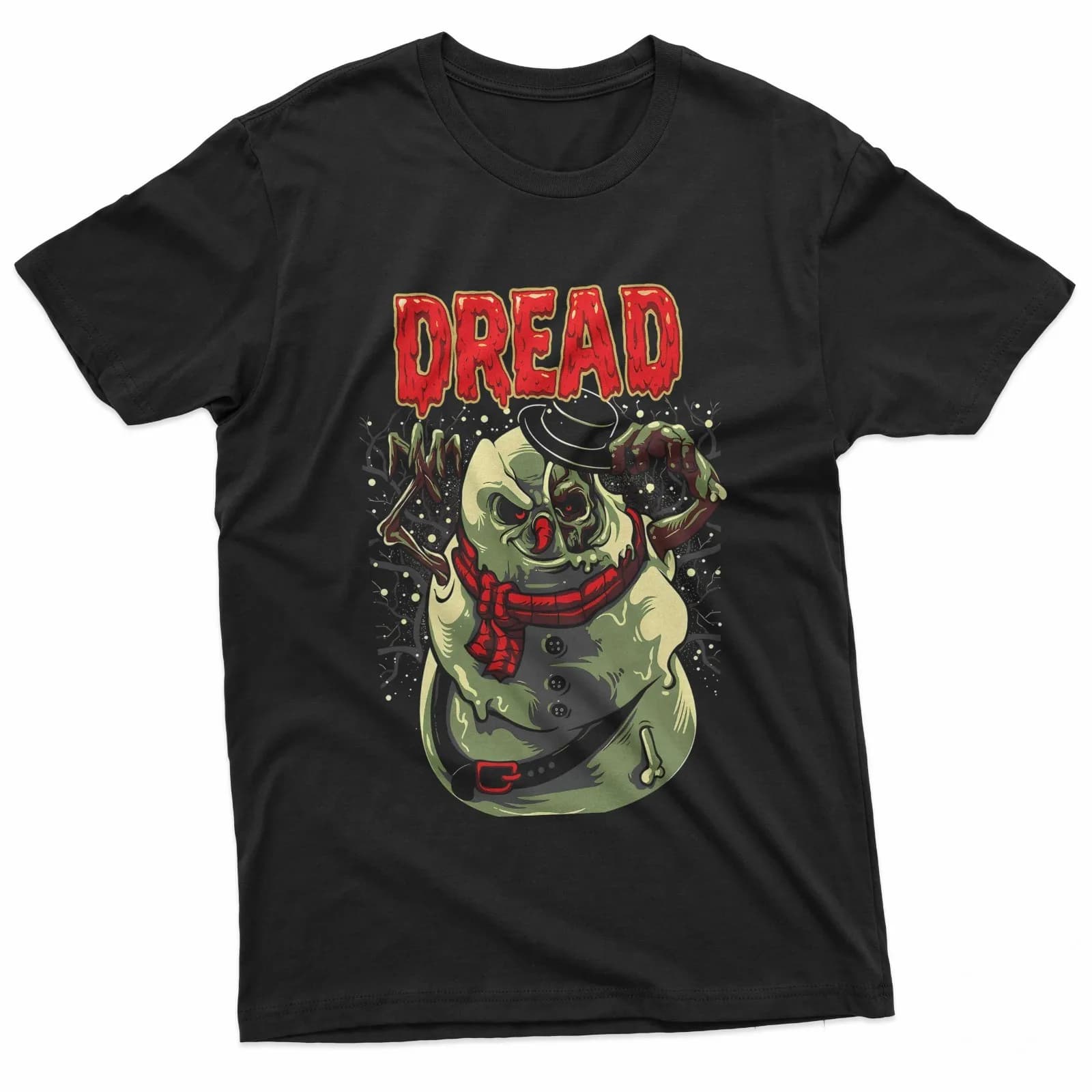 T-shirt nera con design Frostbitten Fear in versione completa