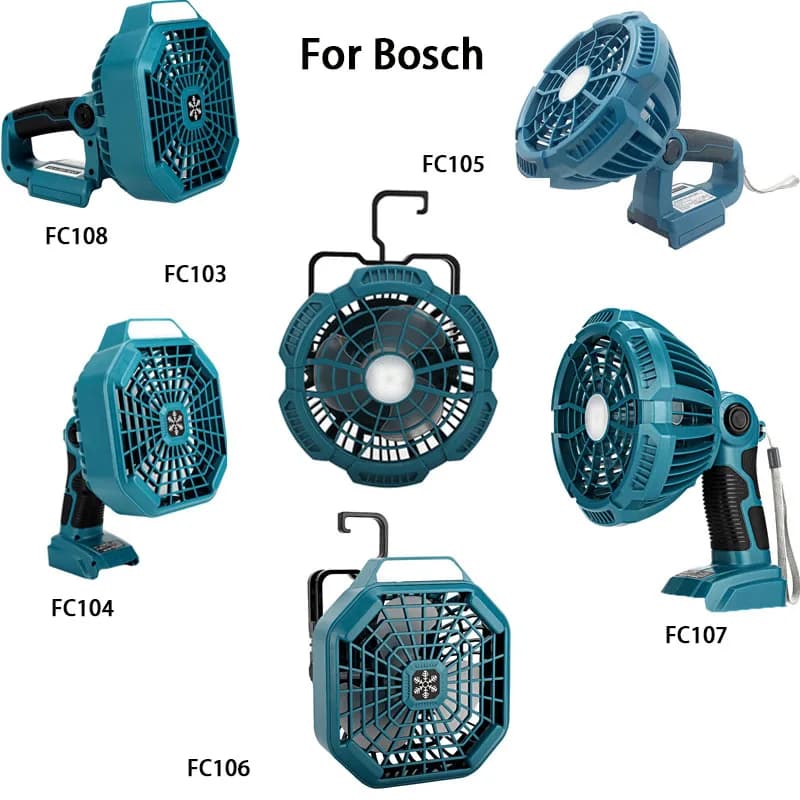 Ventilatore di illuminazione multifunzionale per Bosch con batteria al litio da 14,4-18 V con lampada da 3 W FC103 FC104 FC105 FC106 FC107 FC108 per uso domestico
