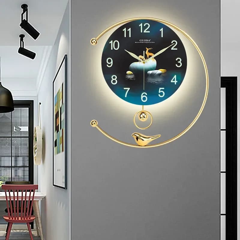 Luminous Creative Wall Clocks Design Peacock Xenomorph Aesthetic Clock Wall Restaurant Fashion Horloge Murale Home Decoration