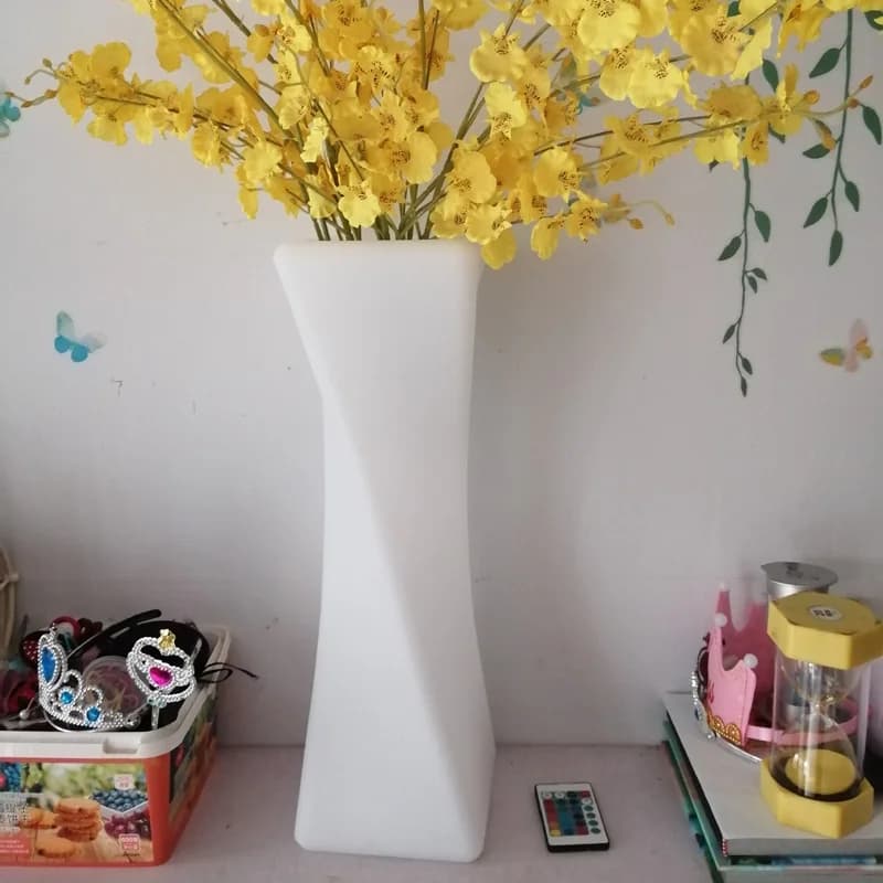 D15.5*W15.5*H50cm, LED Flower Pot, With Remote Controller, LED Lighting, 16 Color, RGBW, Water Resistant Planter, Bar Club, 1Pc
