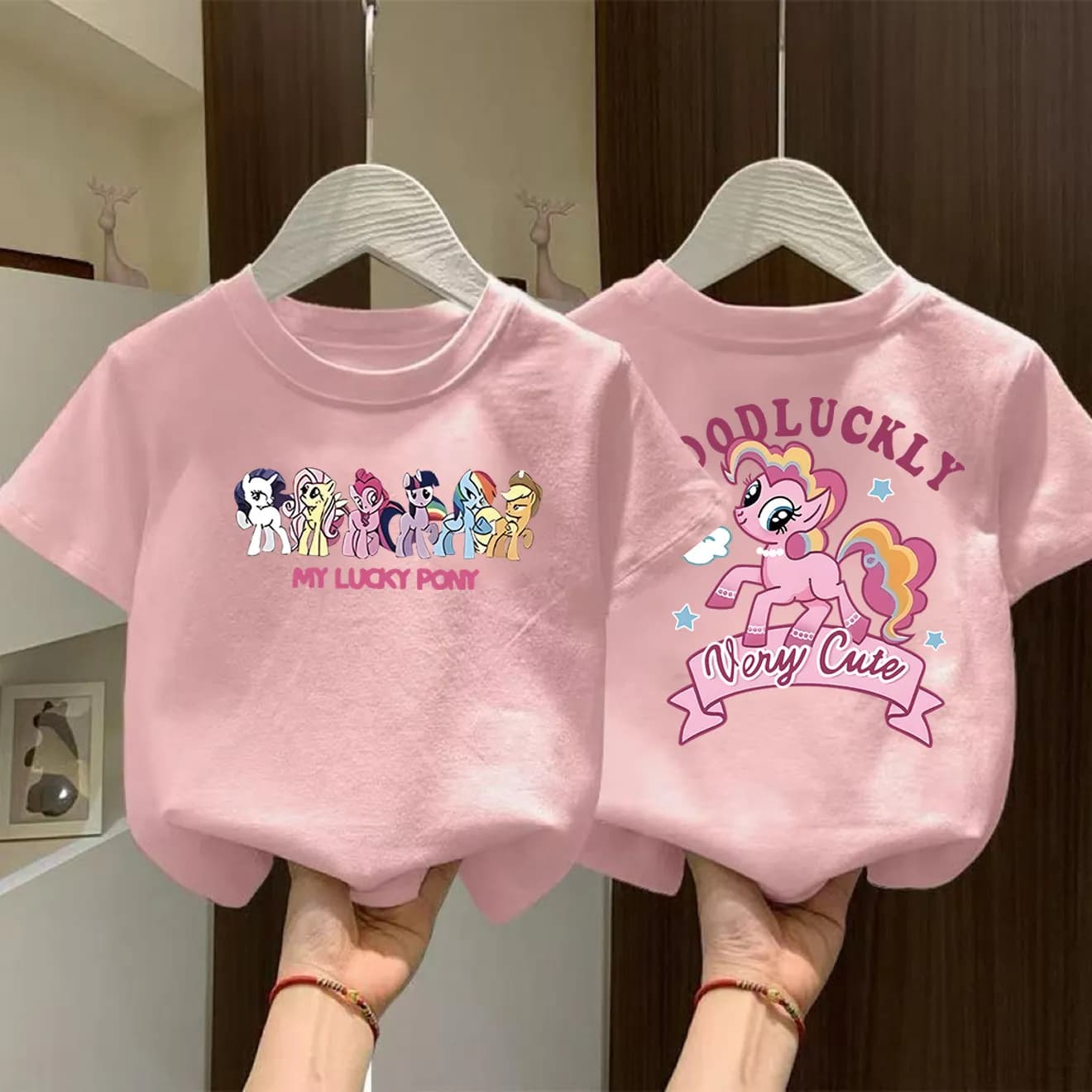 2026 Children's breathable short-sleeved round-neck T-shirt with Little Pony cartoon print for young children