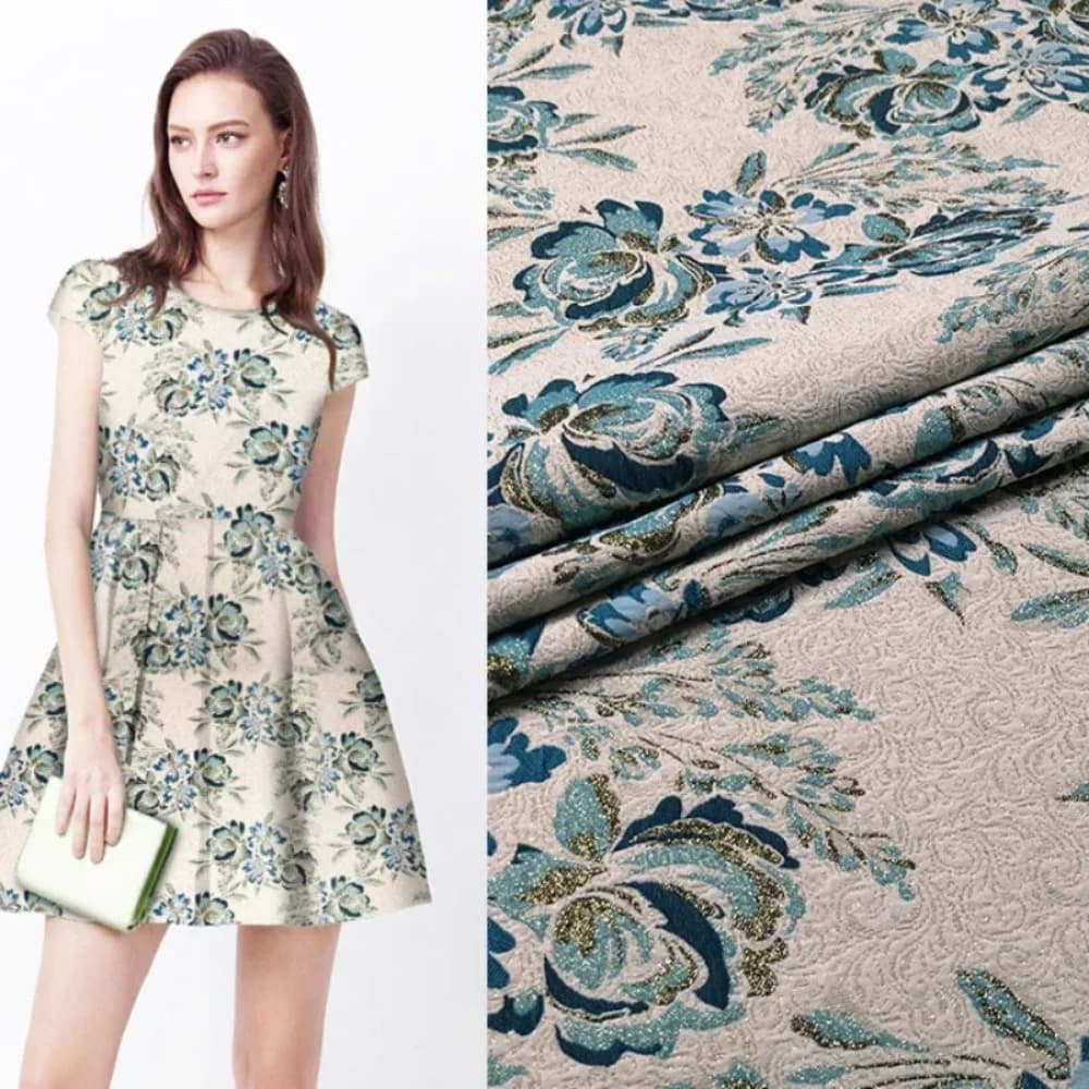 Jacquard Brocade Fabric Spring Autumn Winter Trench Coat Gold Material European Brand Fashion Fabrics Diy Sewing By Meter