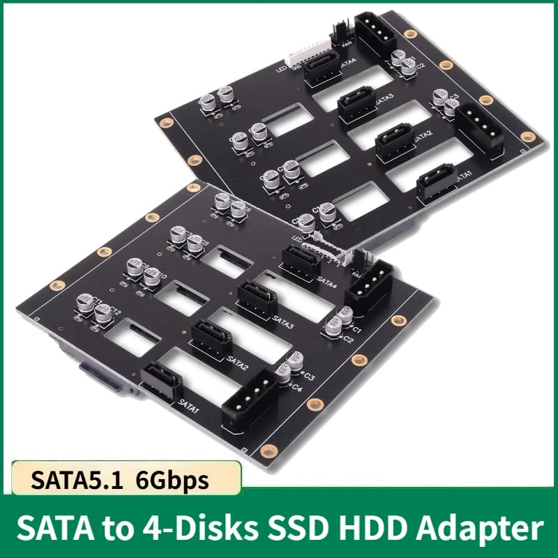 Nuovo 6Gbps SSD HDD SATA5.1 Disco rigido Backplane Nas Scheda di archiviazione Server Scheda di espansione SATA a 4-dischi Adattatore 2X4D Alimentazione