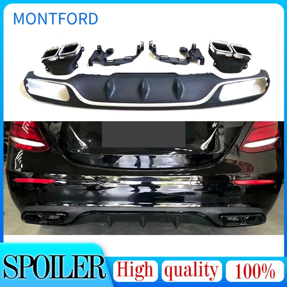 Spoiler diffusore paraurti posteriore ABS con punte di scarico per Benz classe E W213 E200 E260 E300 2017-2019 diffusore stile E63