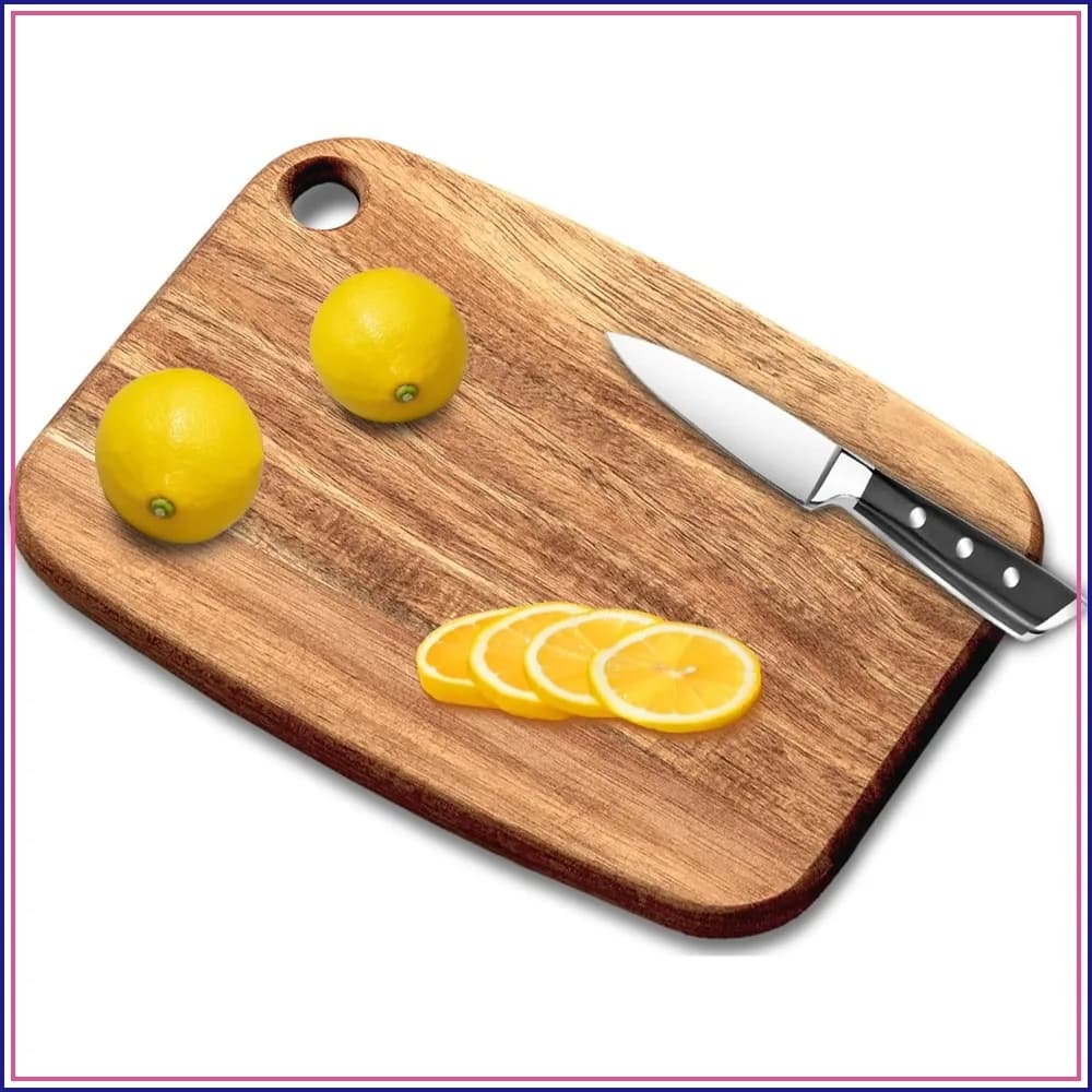 Acacia Wood Cutting Board with Hanging Hole, Medium 11"x14.4"x0.7", Multipurpose Charcuterie & Serving Board, BPA Free