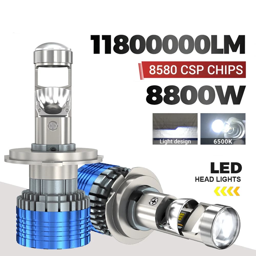 ACTVTCA 8800W 11800000LM H7 Canbus Faro Auto Mini Lente H11 9005 9006 H4 Lampadina LED Proiettore 6500K Auto Moto Mini Lente