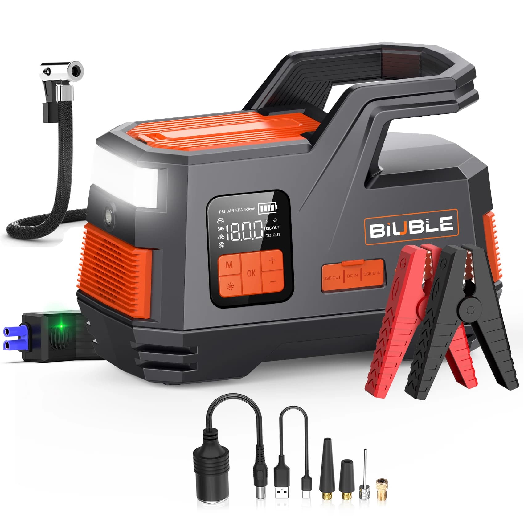 Pompa d'aria per avviamento di emergenza per auto 150PSI 26800mAh Corrente di picco 4250A Compressore d'aria per pneumatici Booster per batteria per auto