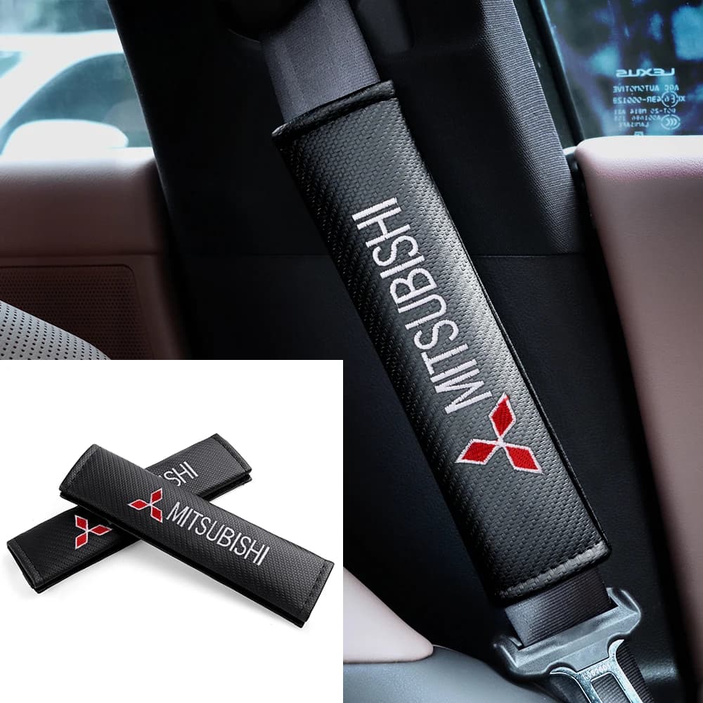 Car Styling Safety Belt Cover Leather Safety Belt Pad Protector Pad Accessories for Mitsubishi 9 Ralliart EX ASX L200 Colt