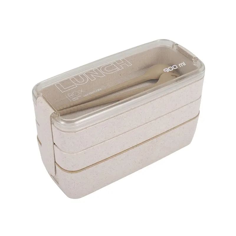 ABJN-Japanese Lunch Box Bento Box , 3-In-1 Compartment, Wheat Straw, Eco-Friendly Bento Lunch Box Meal Prep Containers