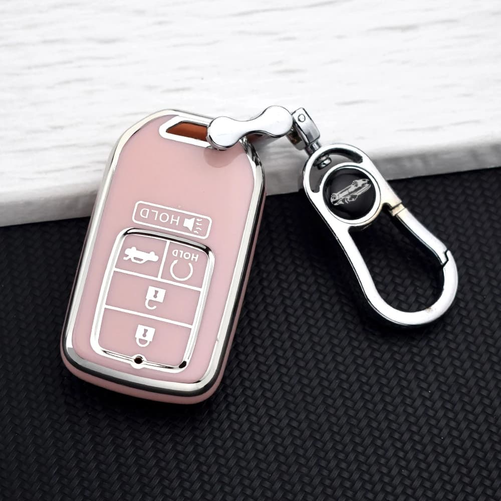 Custodia Protettiva in TPU per Chiavi Auto a 5/6 Pulsanti per Honda Civic Accord CRV Pilot Odyssey Ridgeline Passport, Morbida Custodia per Chiavi con Portachiavi