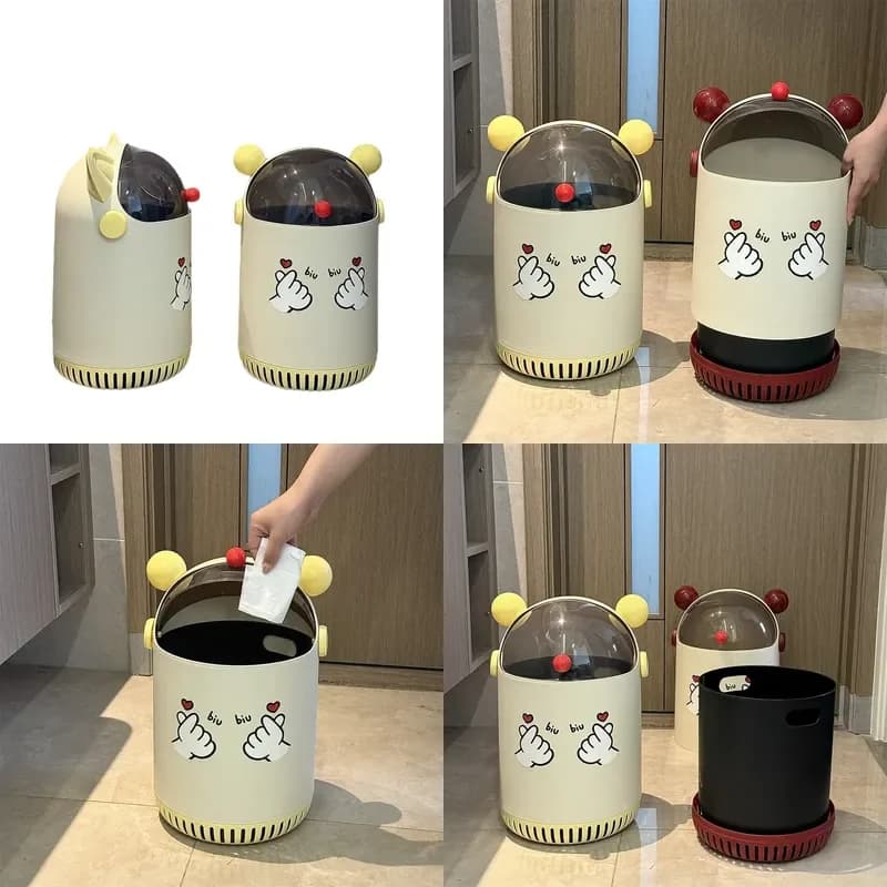 Modern Large Capacity Waste Bin with Lid Elegant Home Bathroom Trash Can for Living Room Toilet Storage