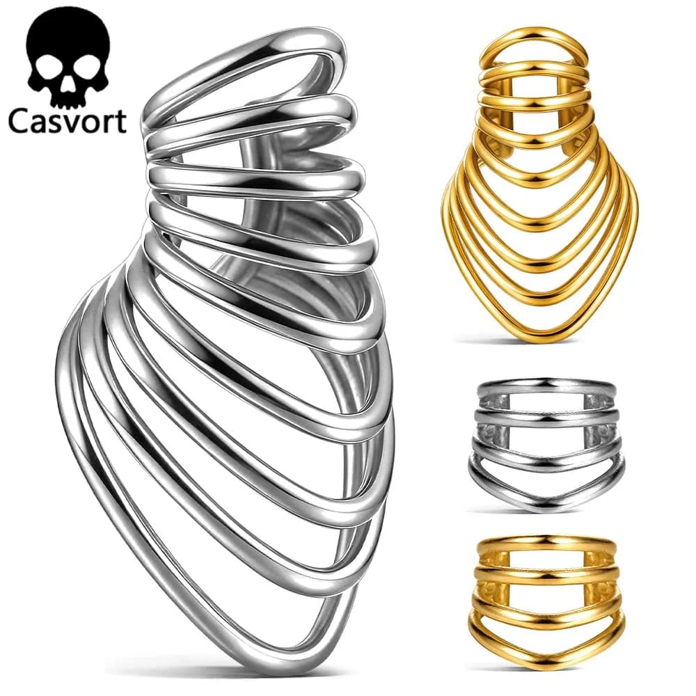 Casvort Clip per orecchie a cerchio a strati in acciaio inossidabile 316L Accessorio per orecchie senza piercing Ipoallergenico per donna uomo