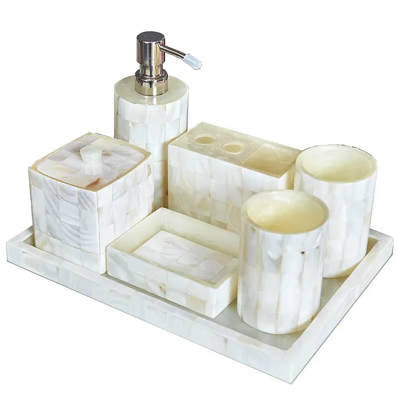 Luxury Bathroom Set-Wedding Gift-Bathroom Five-piece Set with Tray-Toothbrush Holder-Home Decoration
