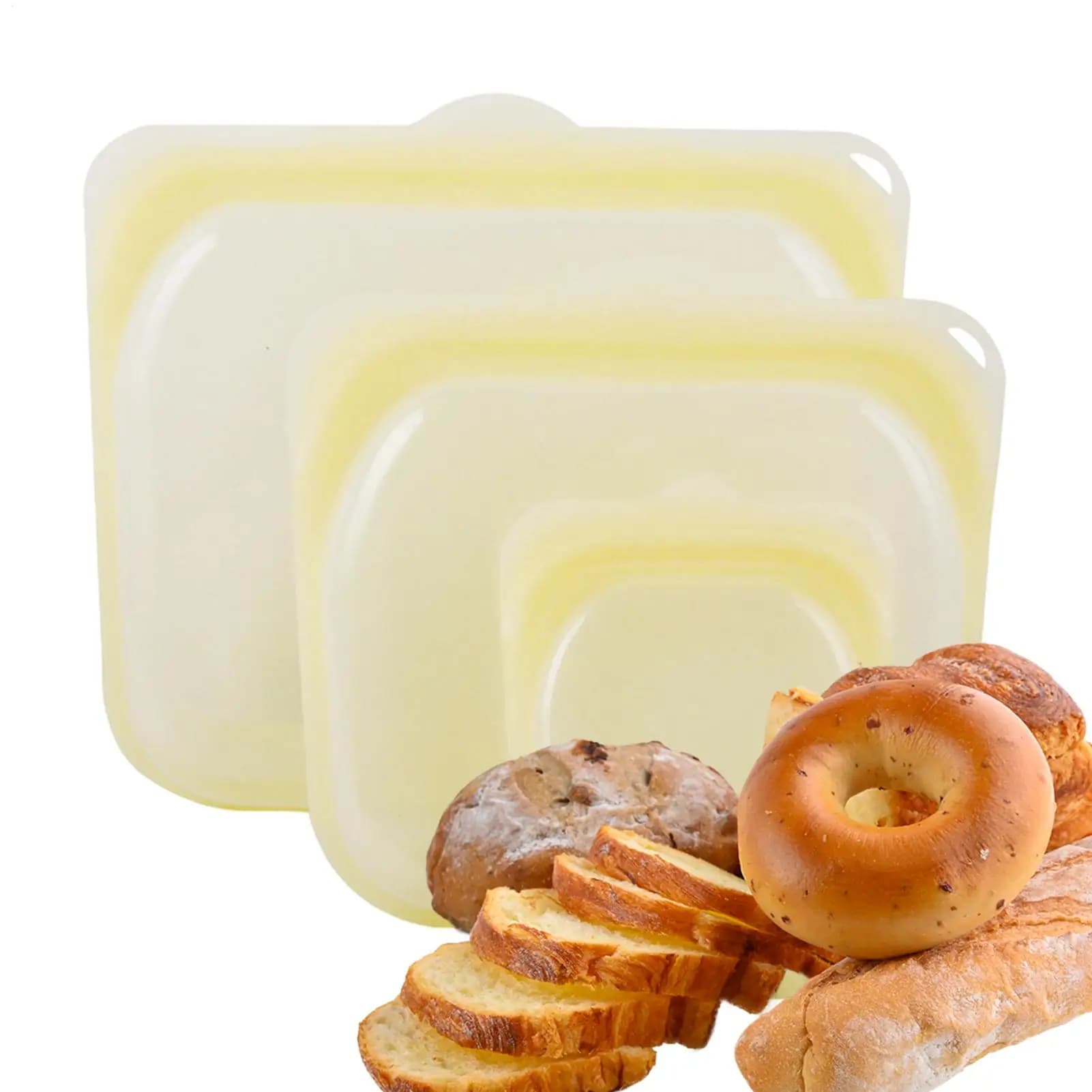 Sacchetti per sandwich riutilizzabili, 3 pezzi, contenitori per il pranzo in silicone, sacchetti ermetici per alimenti, per la preparazione dei pasti, pranzo, viaggi, frigorifero, carne