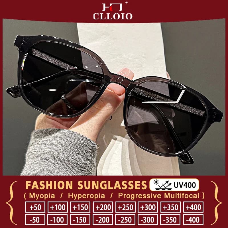 CLLOIO Occhiali da sole da donna rotondi anti-UV per miopia, occhiali da sole estivi alla moda, occhiali da spiaggia, da viaggio, per la guida, per lo shopping, per le vacanze