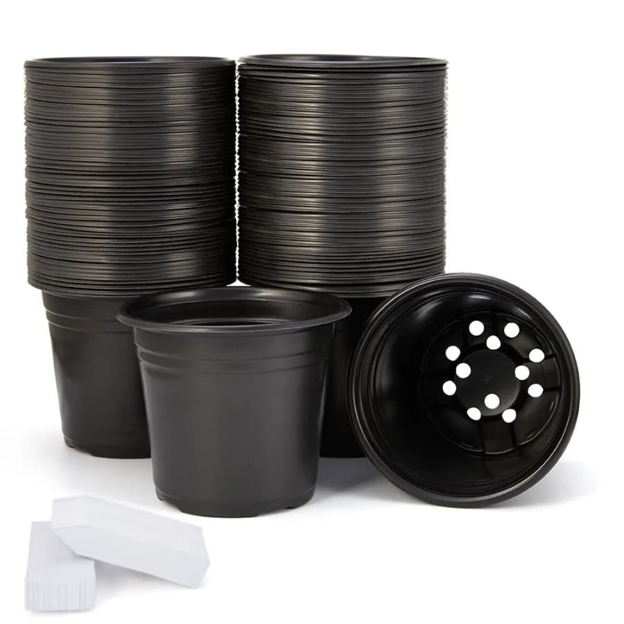 100-Pack 0.5 Gallon Plant Nursery Pots Plastic Pots for Flower Seedling Flower Plant Container Seed Starting Pot Come with 100