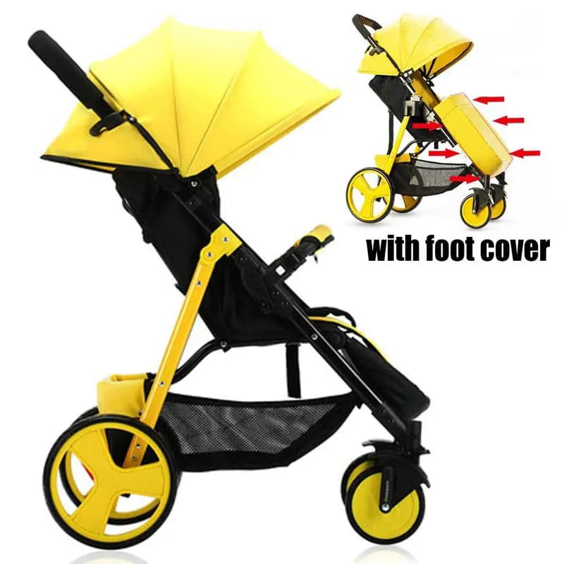 Passeggino pieghevole portatile con coprigambe, carrozzina leggera con coprigambe, carrozzina per bambini con ruota in EVA con coprigambe
