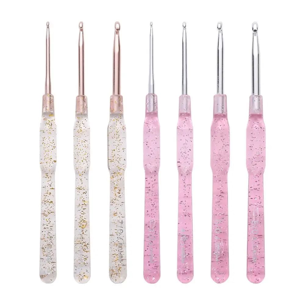 7PCS Aluminum Crochet Hooks Set 2.0-5.0mm Colorful Clear Handles DIY Knitting Tools Hand-made Single-headed Knitting Crochet
