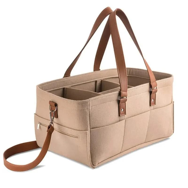 Cestino portaoggetti per asilo nido in feltro per bambini, borsa per pannolini per neonati con manico, portaoggetti per fasciatoio per pannolini, tasca grande