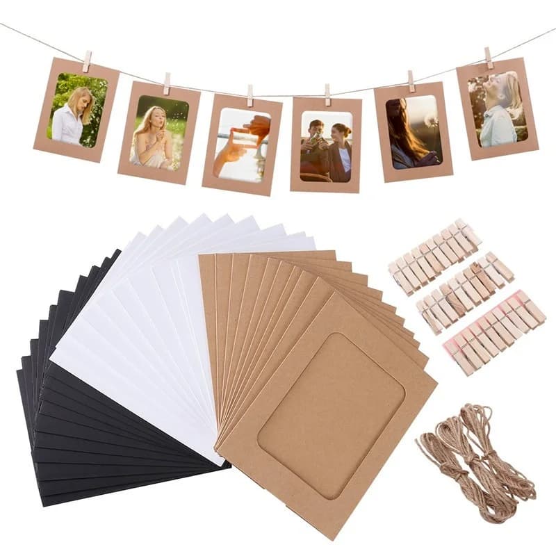 10 Piece Combined Paper Frame With Clip 7 Inch DIY Frames Wall Photo Album Hanging For Home Display Party Decoration