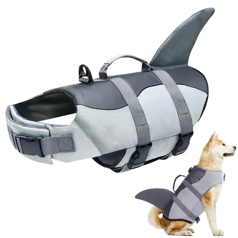 Giubbotto di Salvataggio per Cani a Forma di Squalo, Gilet Salvagente per Cani, Costume di Sicurezza per Cuccioli, Abbigliamento Estivo per Animali Domestici per Nuoto, Spiaggia e Nautica