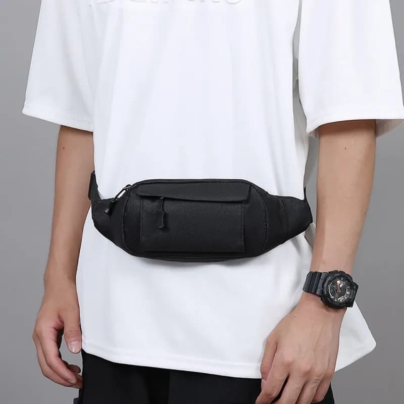 Men's Nylon Fabric Chest Bag Multifunctional Tactical Waist Bag Outdoor Sports Phone Bag Adjustable Versatile Crossbody Bag