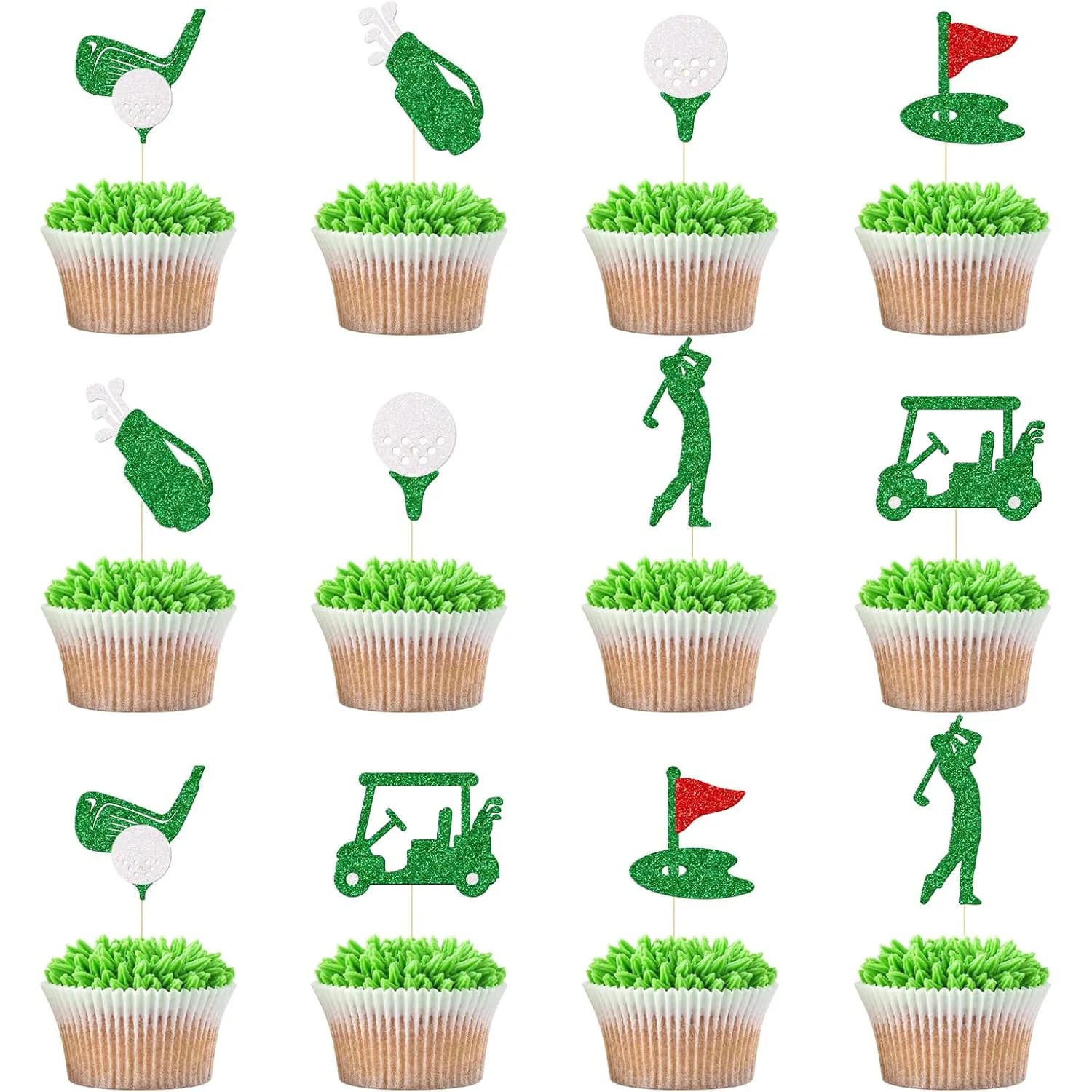 Topper per torta con palline da golf, buon compleanno, sport, topper per cupcake, dessert, baby shower, decorazione per matrimoni, feste, forniture per cottura fai da te
