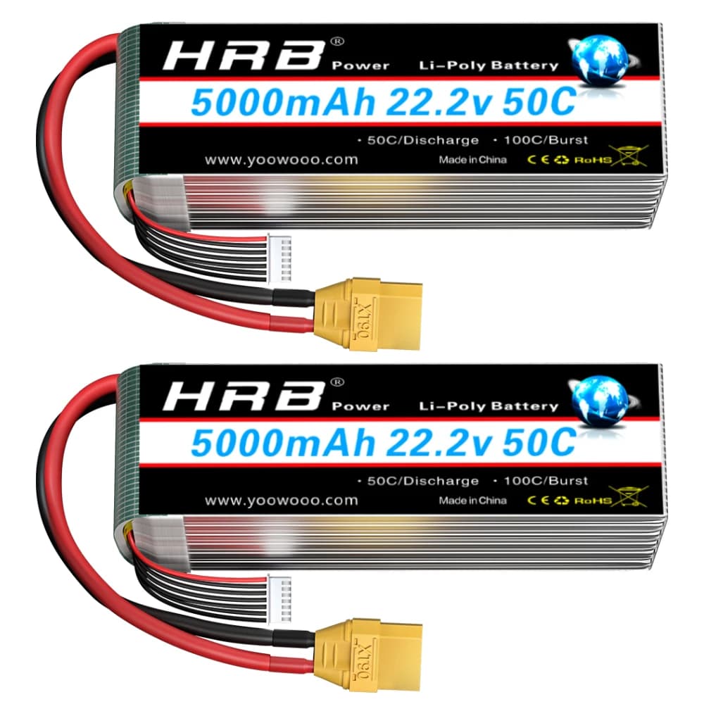 1/2PCS HRB 22.2V 5000mah Lipo Battery 6S Lipo Drone Battery 50C XT90 EC5 RC Connector Quadcopter Helicopter RC Auto Monster