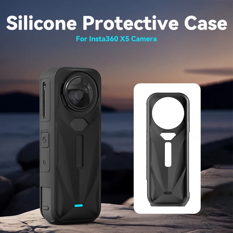 Custodia Protettiva in Silicone per Insta360 X5, Copriobiettivo in Silicone, Protezione Antiscivolo, Custodia Protettiva per Lenti, Accessori per Insta360 X5