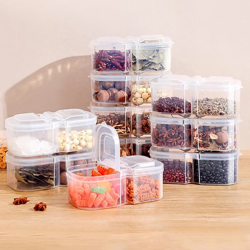 1Pc Food Storage Box Kitchen Organizer Container Set Vacuumed Lid Airtight Transparent Square For Dry Legume Spice.