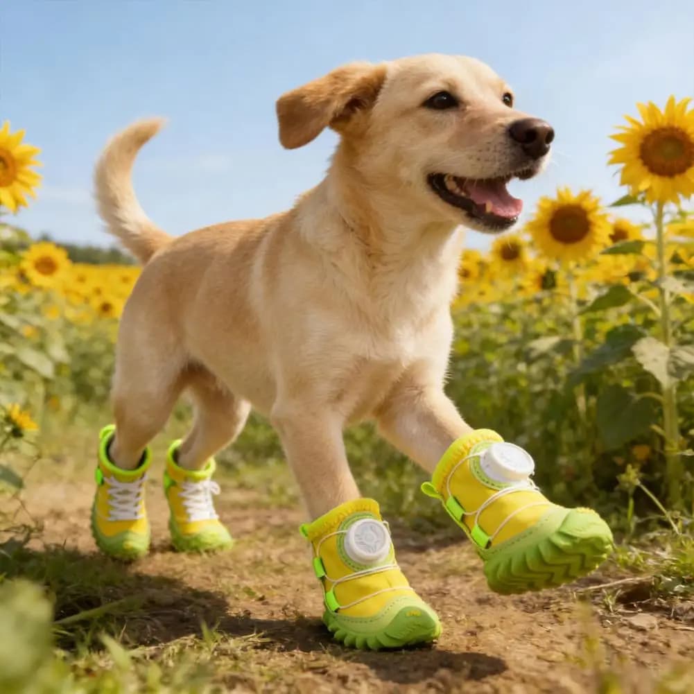 2 Pezzi Scarpe Impermeabili Antigraffio per Cani, Stivali per Animali Domestici per Tutti i Terreni con Suole Antiscivolo e Regolazione a Manopola per Neve, Pioggia, Escursionismo, Pavimento Caldo
