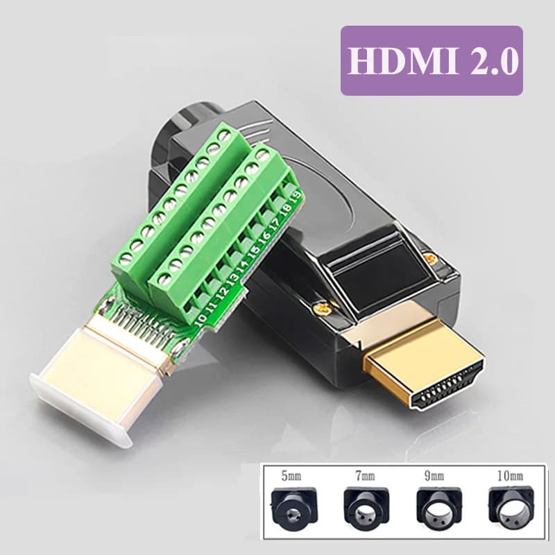 Connettore HDMI 2.0 Senza Saldatura, Adattatore Maschio per Riparazione Linee 4K HD, Fai-da-Te