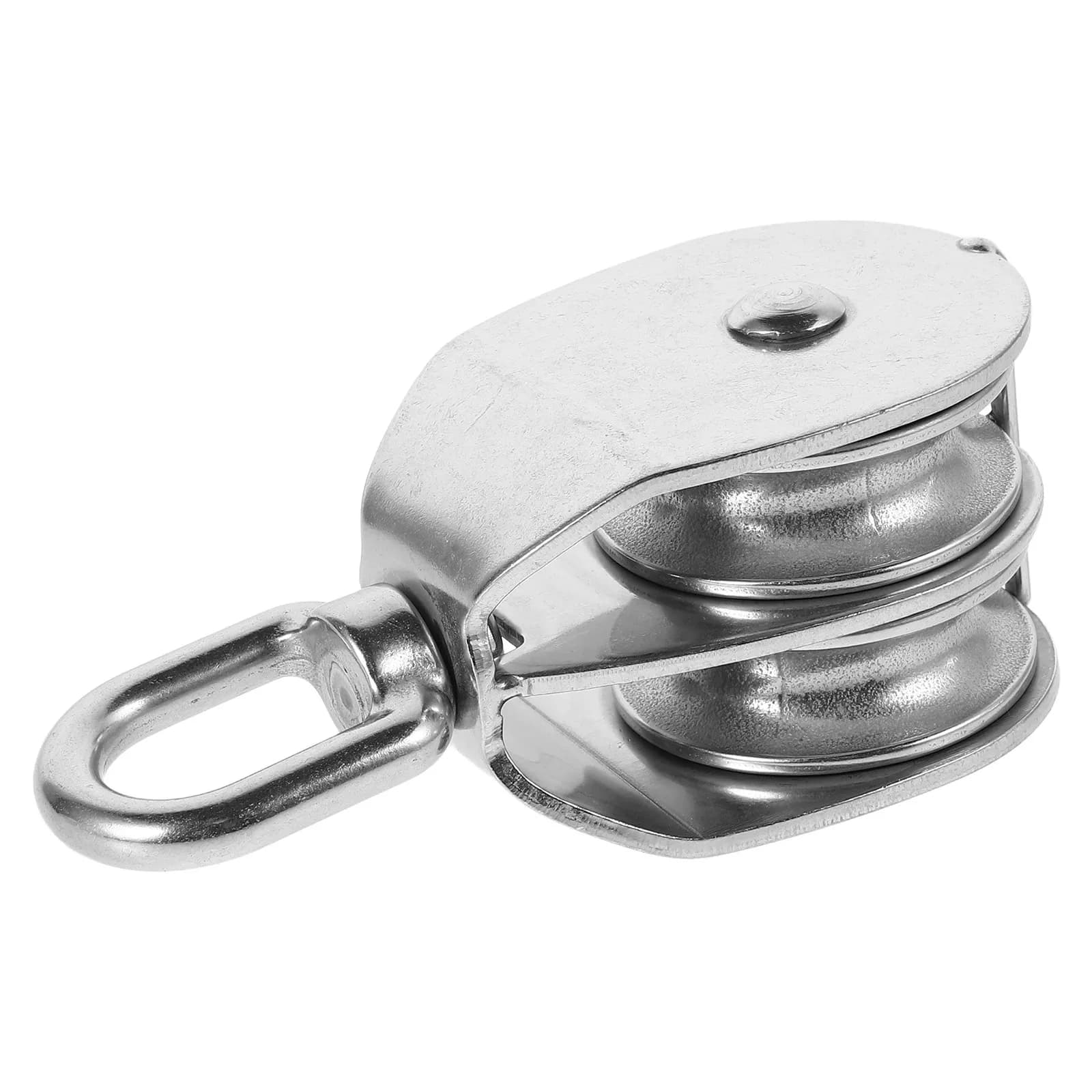 Marine Stainless Steel Dual Pulley Heavy Duty Rope Lifting Block Cable Pulley Wheel Wire Pulling Traction Tool for Fishing Nets