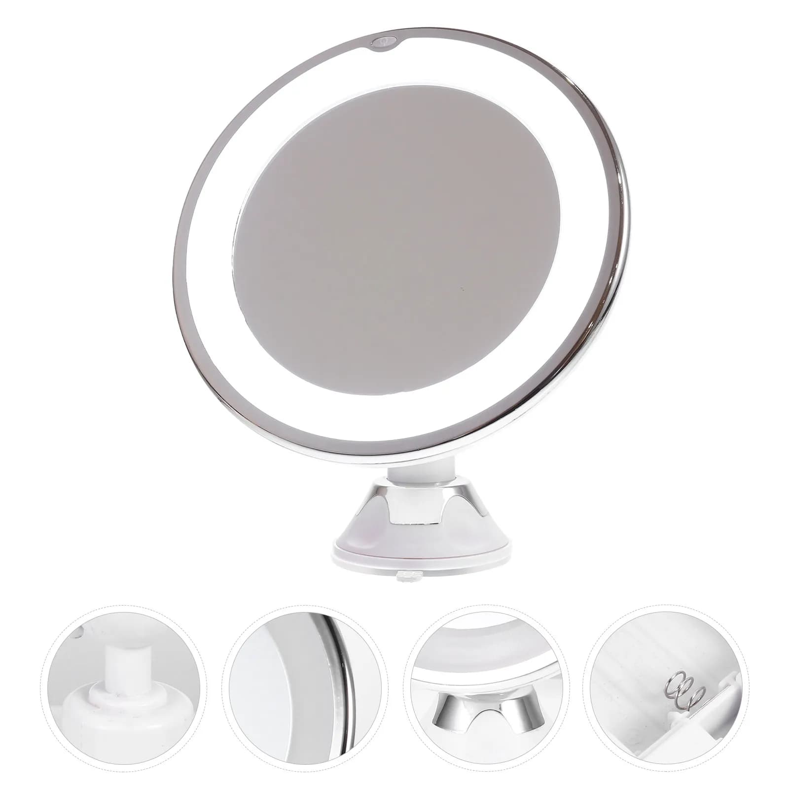 Specchio da Trucco con Luce LED e Ingrandimento 10X, con Ventosa per Bagno e Tavolo, Specchio a Luce Naturale per Applicazione del Trucco
