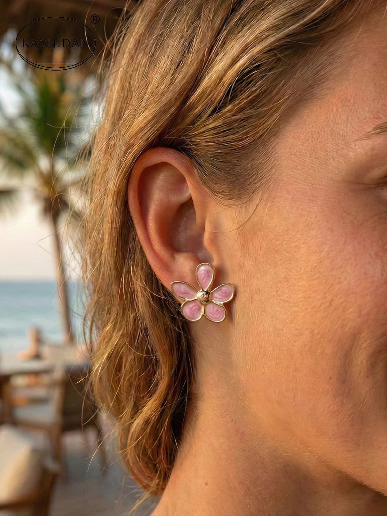 Fashion Women's Oil Drop Enamel Irregular Flower Earrings, French Vintage Stainless Steel Flower Stud Earrings, Jewelry Gift
