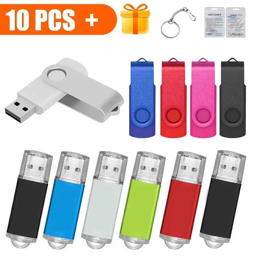 10Pcs/lot USB 2.0 Flash Drive 64GB 128GB Pen Drive 16GB Pendrive 32GB Disk On Key USB Stick 1GB 2GB 4GB 8GB Memory Flash Custom