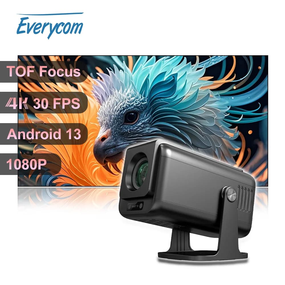 1080p Android 13 AUTO TOF Focus Everycom V1 Decodifica 4k 1080p Proiettore Mini Pic Stand Proiettore Proiettore portatile esterno