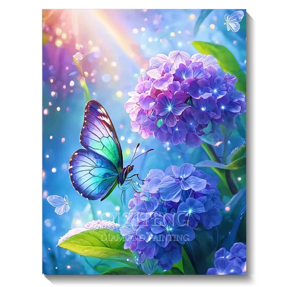 Kit Pittura Diamante 5D Paesaggio Farfalla, Mosaico Completo con Diamanti, Punto Croce Fai da Te, Decorazione Murale Sognante per la Casa