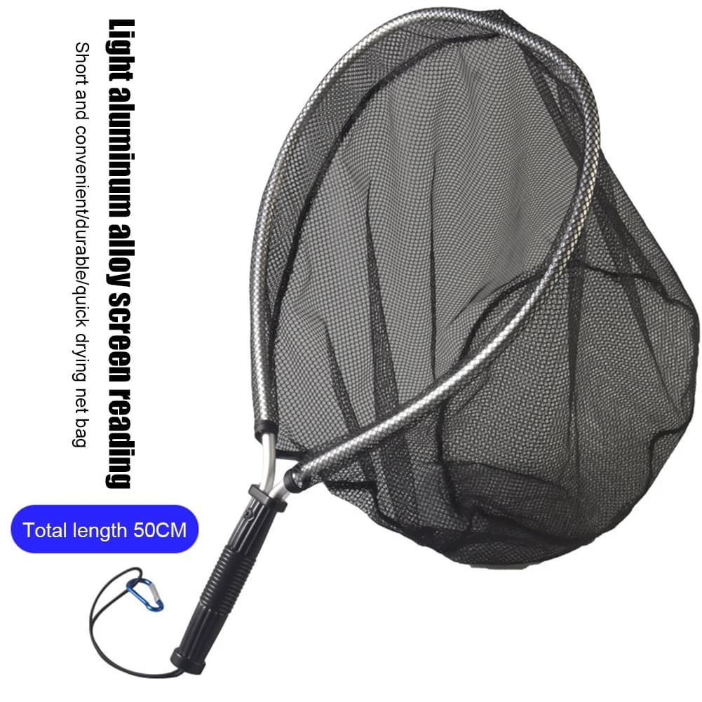 Guadino da pesca da 50cm rete da pesca retrattile in lega di alluminio rete pieghevole portatile per trota a mano strumenti da pesca pieghevoli