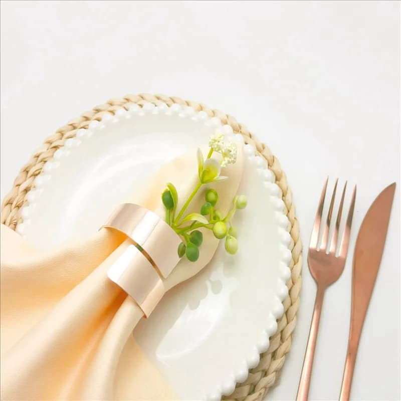 A53Q-24Pcs Rose Gold Metal Table Decor Napkin Ring Holder Spring For Wedding Setting, Easter Dinner, Valentine's Day