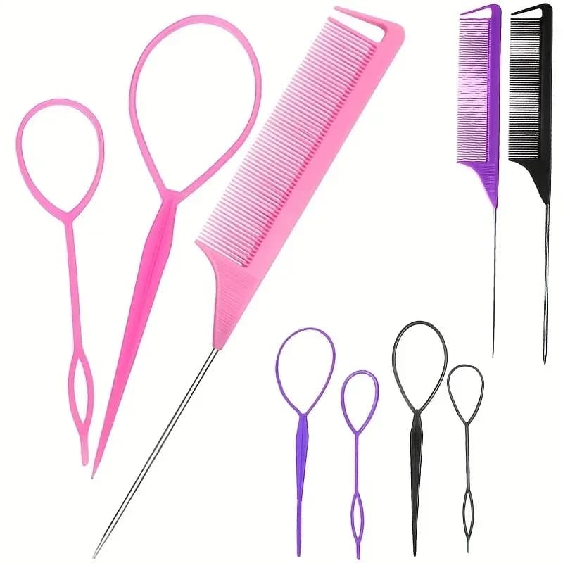 Comb styling set with steel needle pointed tail comb and hair tail tool, suitable for women and suitable for all hairstyles