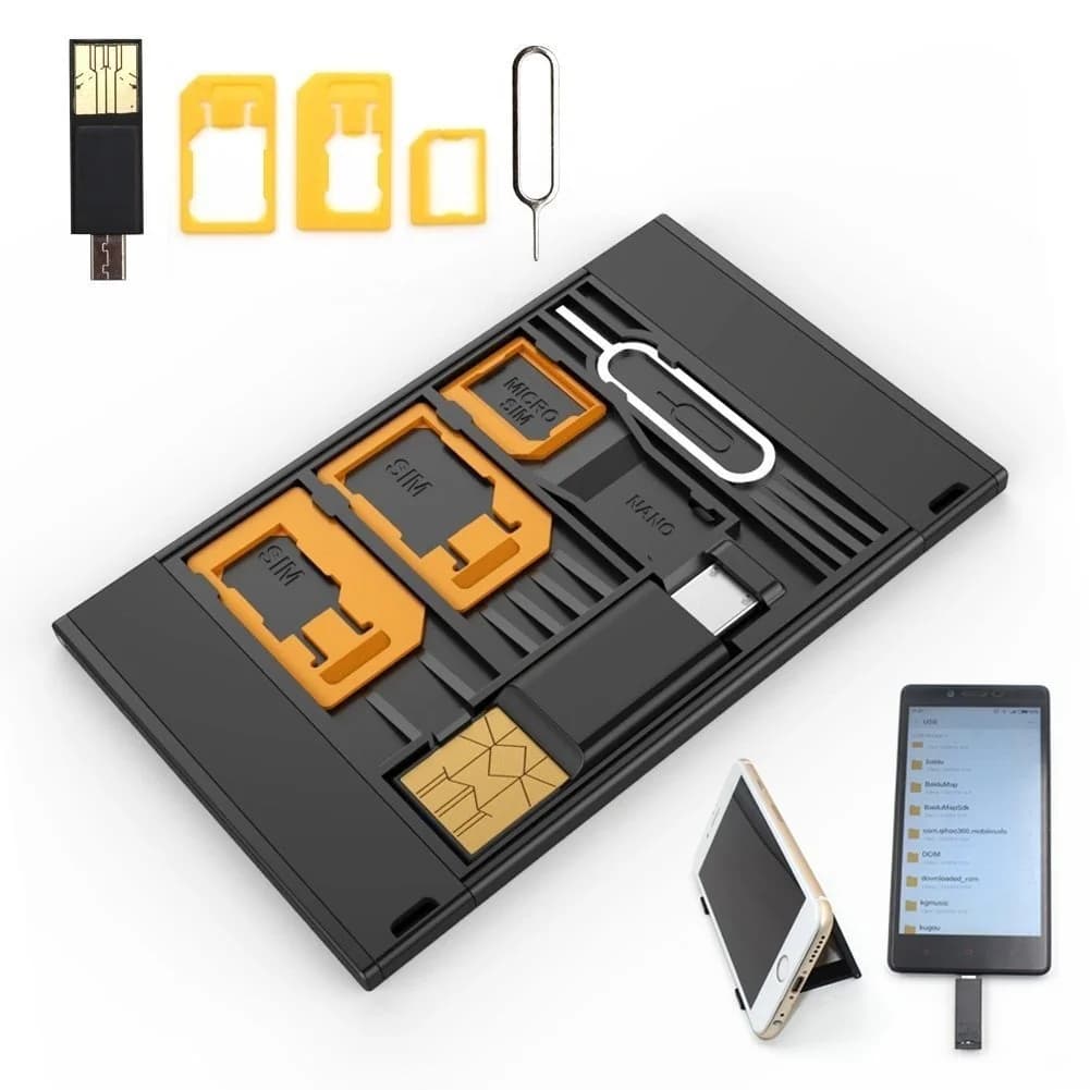 Kit custodia universale per adattatore mini scheda SIM 5 in 1 per lettore di schede di memoria TF Nano Micro SIM Card