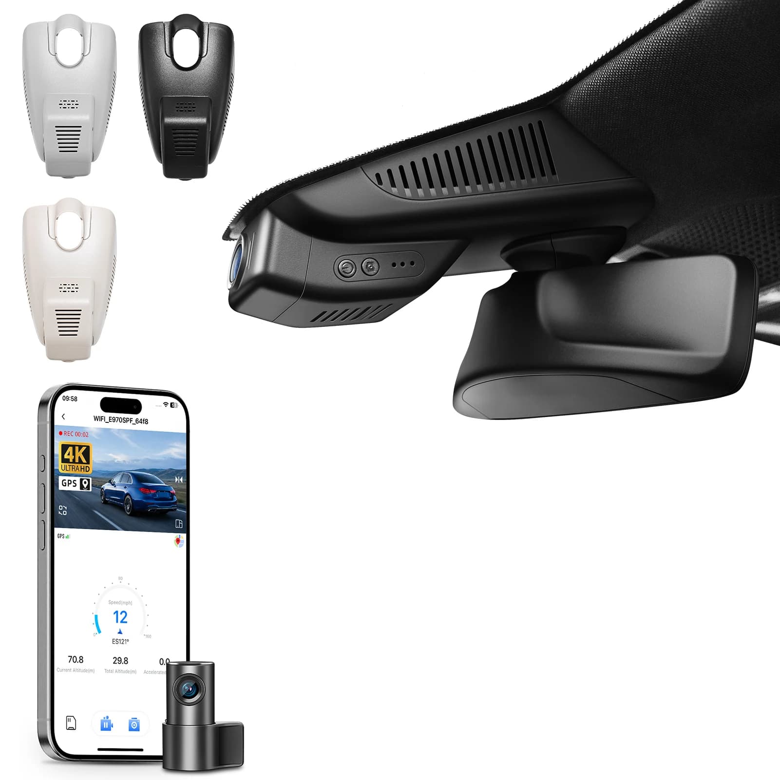 Dash Cam 4K for Mercedes Benz Class C Gen4 W/S/C/A 205 (Modello A/B) 2015-2021, Night Vision HD, WiFi, APP, GPS, Car Recorder