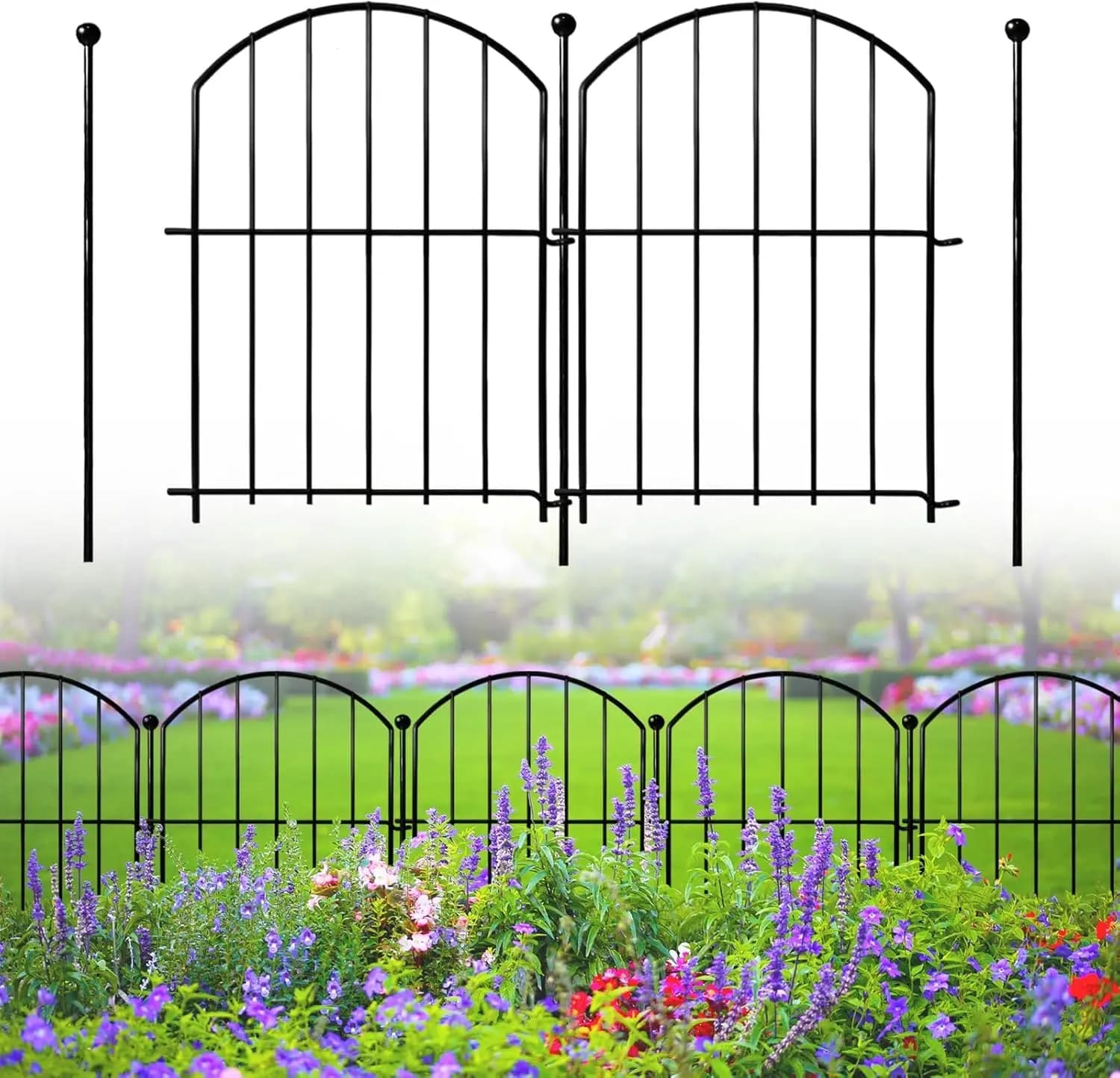 Set di 26 Recinzioni da Giardino in Metallo Antiruggine, Design Arcuato per Barriere per Cani e Bordi per Aiuole in Cortile e Patio