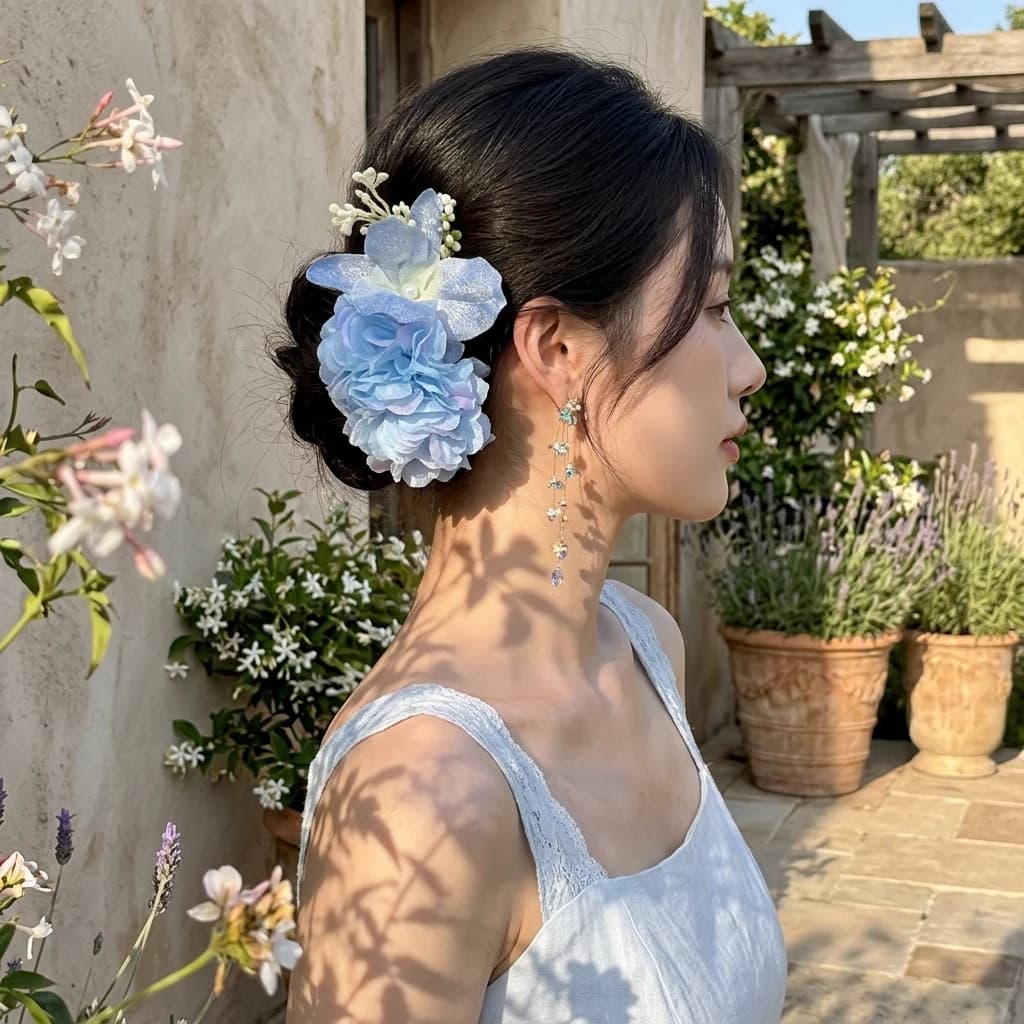Flower Hair Clip For Women Alloy Anti-Slip Comb Design Retro Chinese Style Hair Accessories