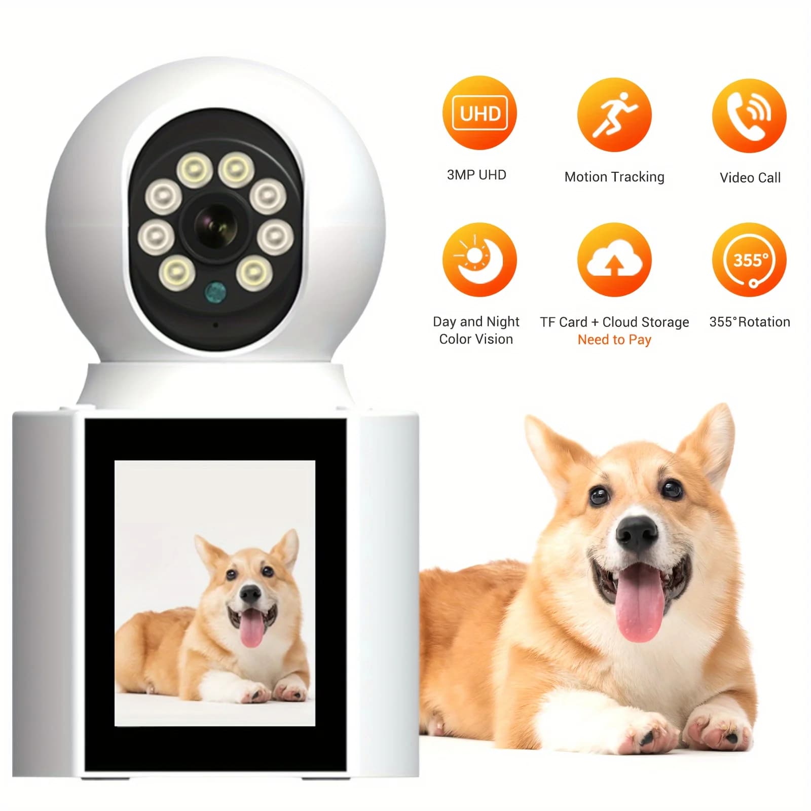 Telecamera di Sicurezza 2K per Videochiamate | Monitor per Bambini WiFi Smart da Interno, 360° ° PTZ, audio bidirezionale, visione notturna, controllo tramite app per telefono