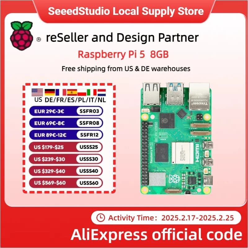 Laptop Raspberry Pi5 da 8 GB, computer MIni PC Raspberry pi 5, 2.4 GHz 64 bit Quad-core Arm Cortex-A76, Bluetooth5.0, BLE Wireless