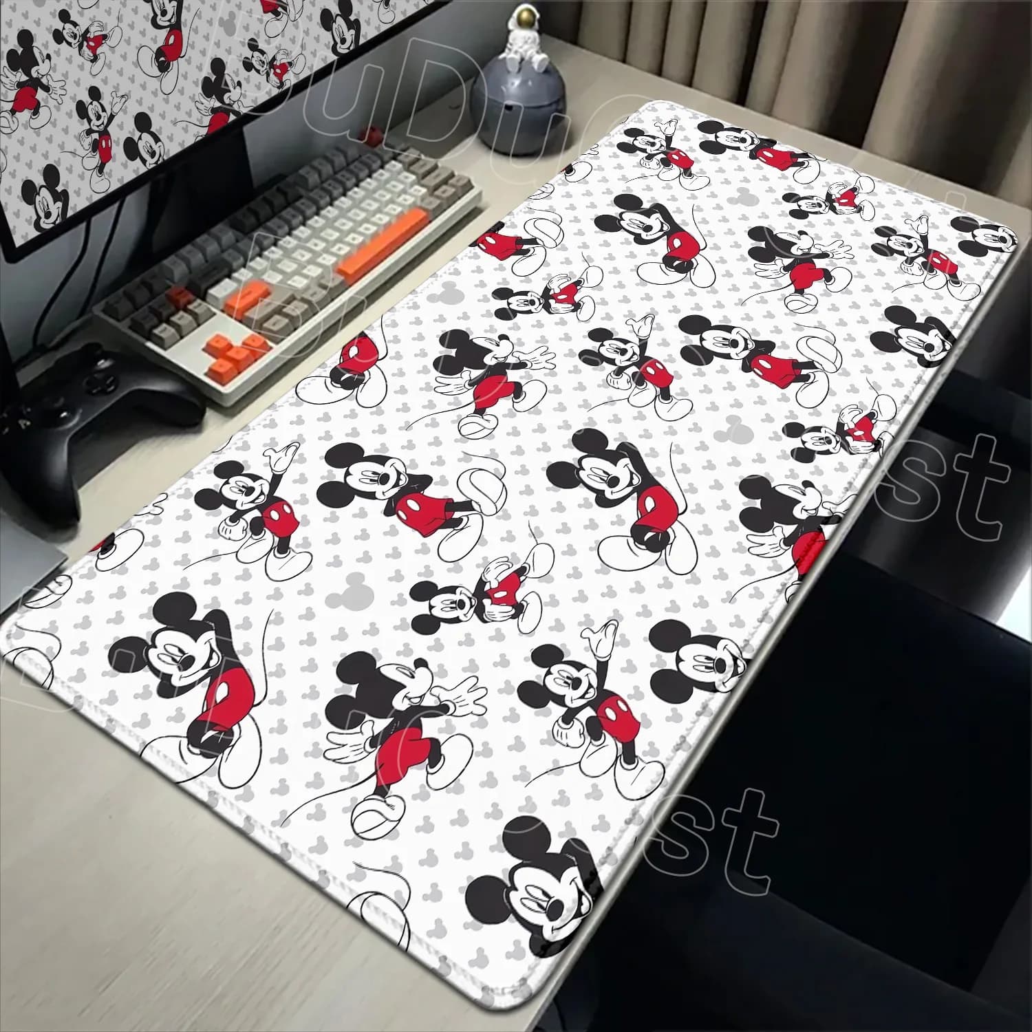 Tappetino da Scrivania con Cartoni Animati, Mousepad Anime Topolino, Tappetino Antiscivolo per Tastiera, Accessori per PC Gaming, Tappetino Esteso per Ufficio