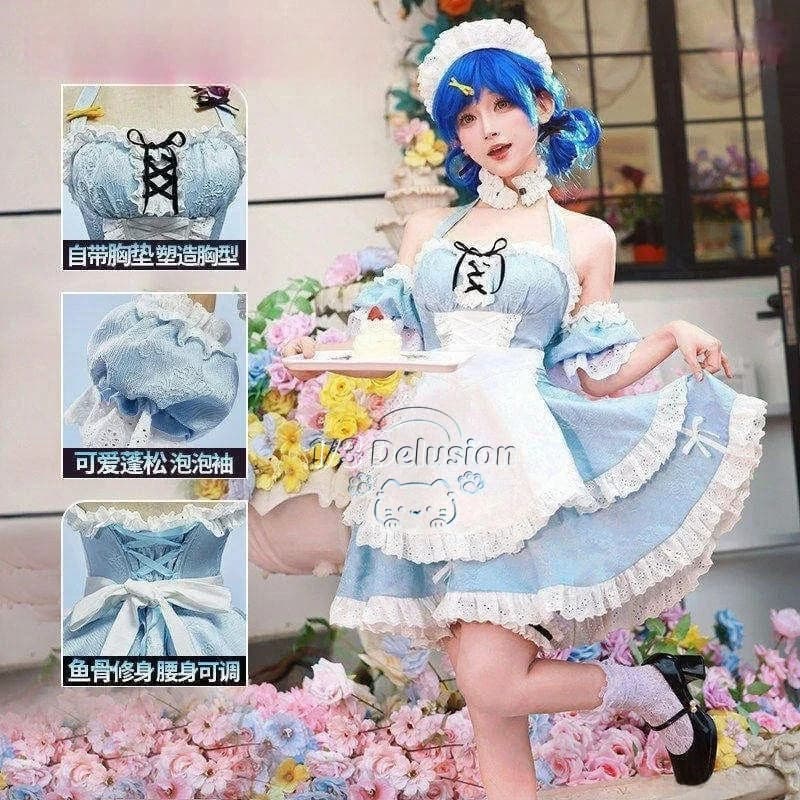 Costume Cosplay Mermaid Melody Hanon Hosho per Halloween, Natale, Feste a Tema, Comic Con, Abbigliamento da Donna, Gonna da Cameriera 1/3 Delusion