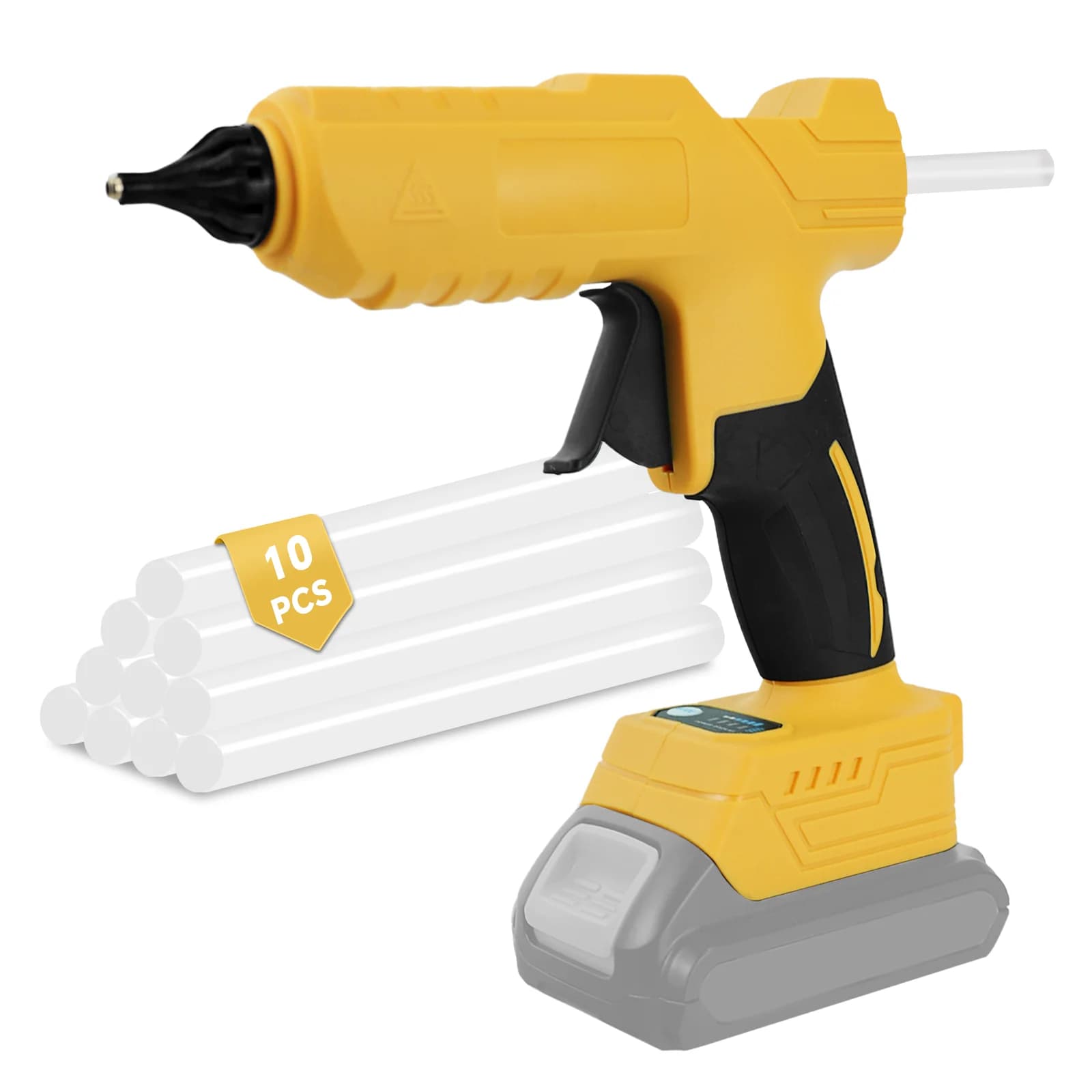 Pistola per Colla a Caldo Senza Fili 100W, Strumento Elettrico per Riparazioni Fai-da-Te con 10 Stick di Colla da 11mm per Batteria Dewalt 20V